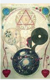 Afbeelding van de Visual Philosophy collectie van de Embassy of the Free Mind, toont visuele kunstwerken die filosofische ideeën uitleggen en bezoekers inspireren